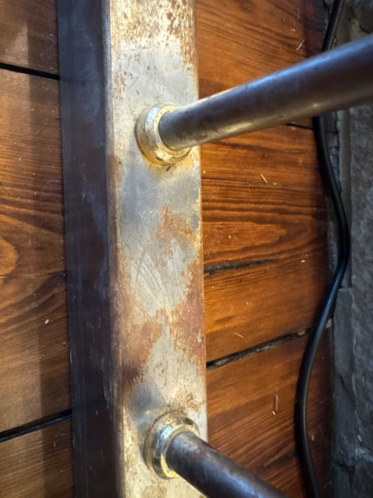 Surface rust on the base, seen from above