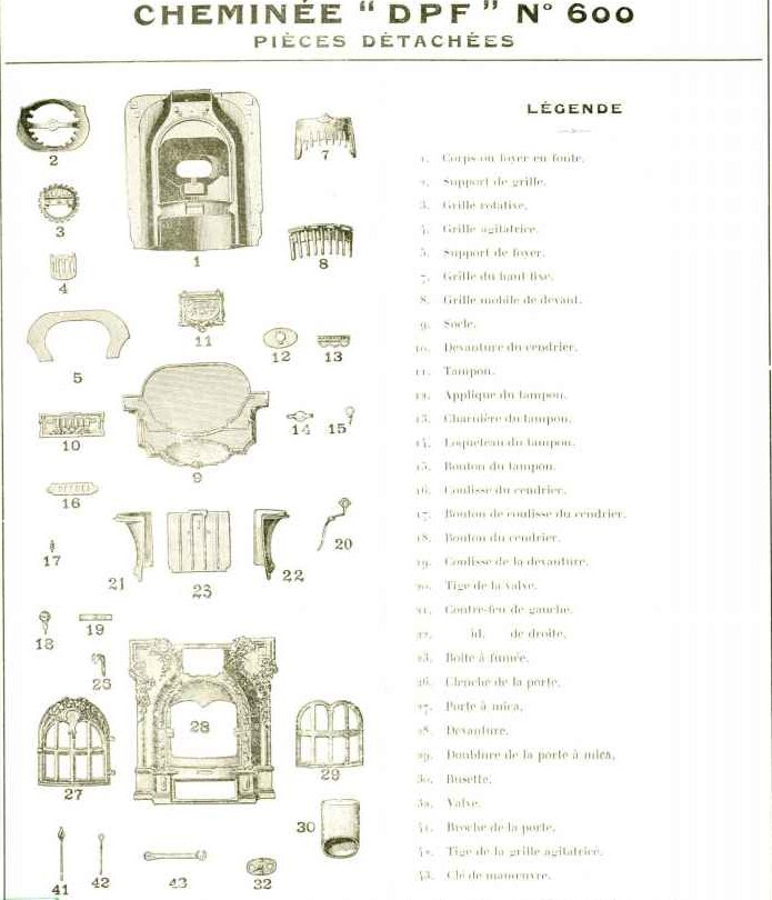 The DPF No. 600 spare parts page from the 1923 catalogue