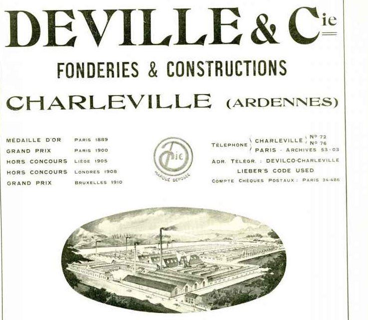 Title page of the Deville & Cie 1923 catalogue showing the Charleville foundry