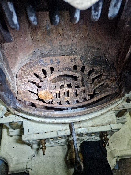 The grate and firebox as found