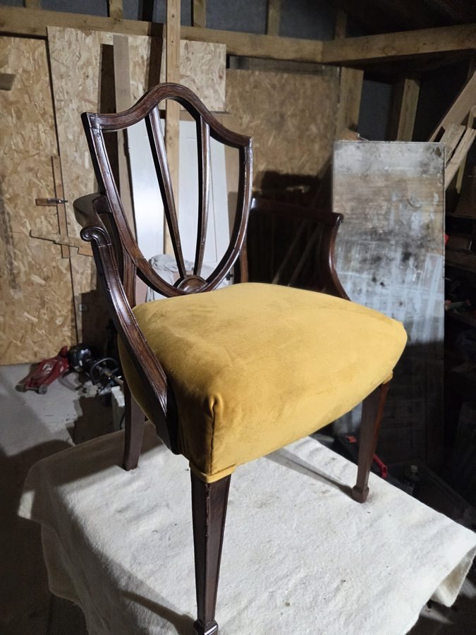 The finished chair from a three-quarter angle